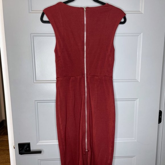 Express Size 4 Burgundy Midi Work/Cocktail Dress - Picture 3 of 4